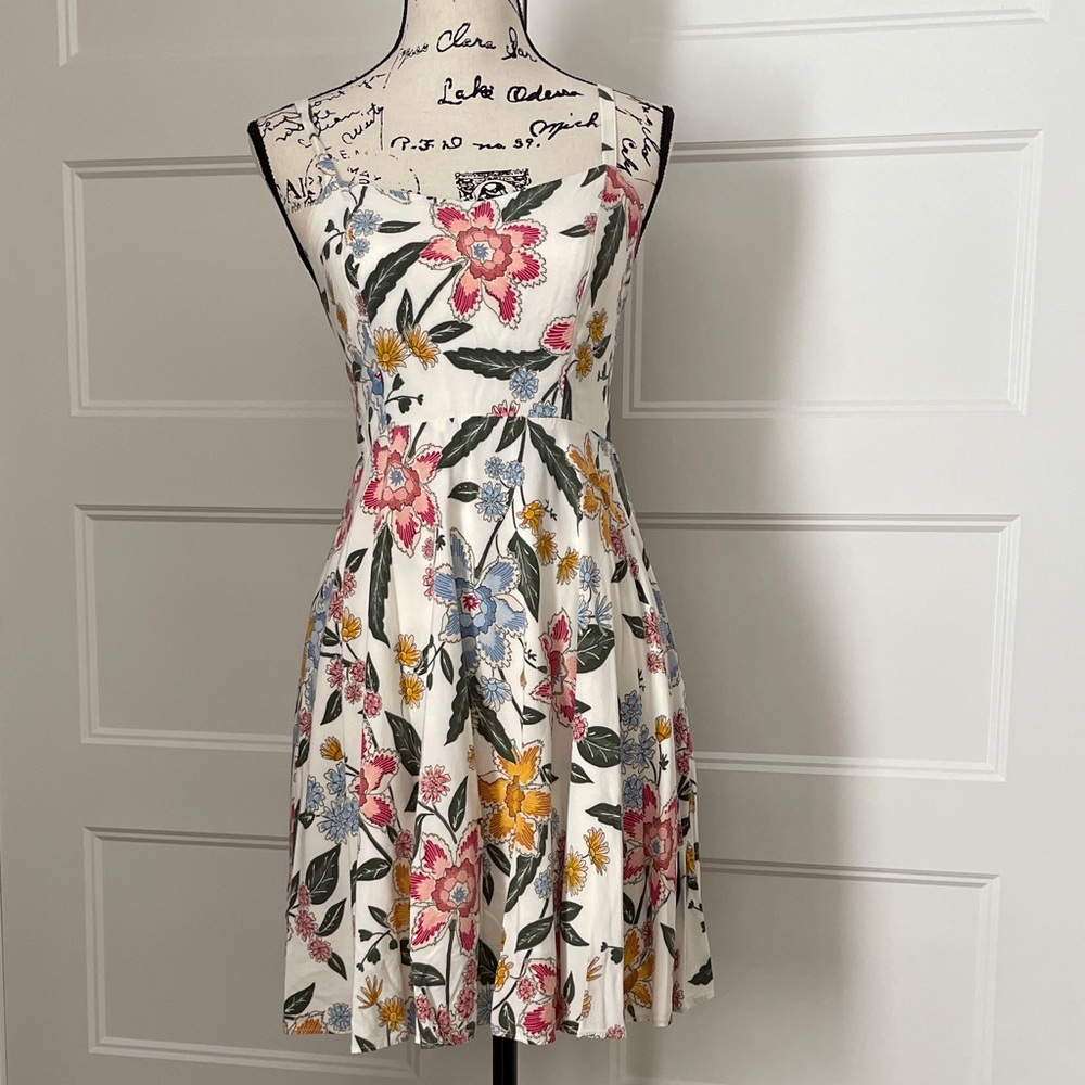 Old Navy Floral Dress - Multicolor on White, Size Small